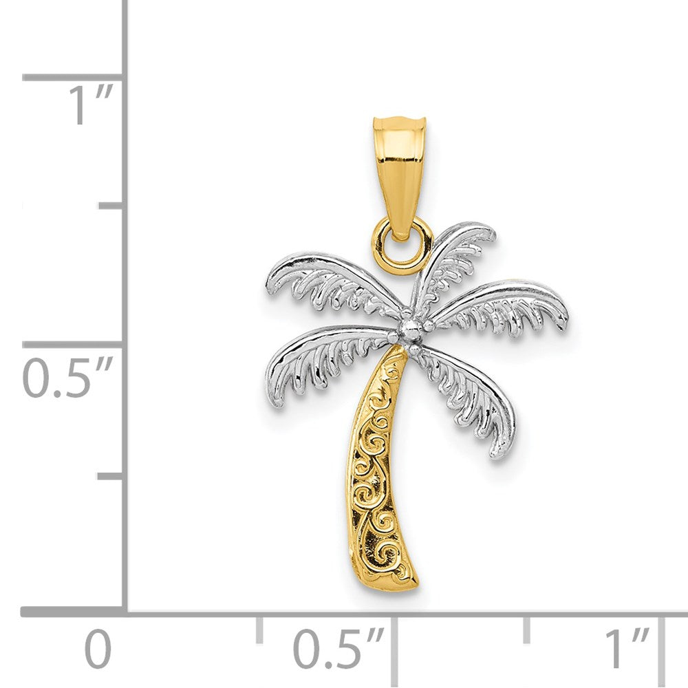 14K w/Rhodium Palm Tree Pendant