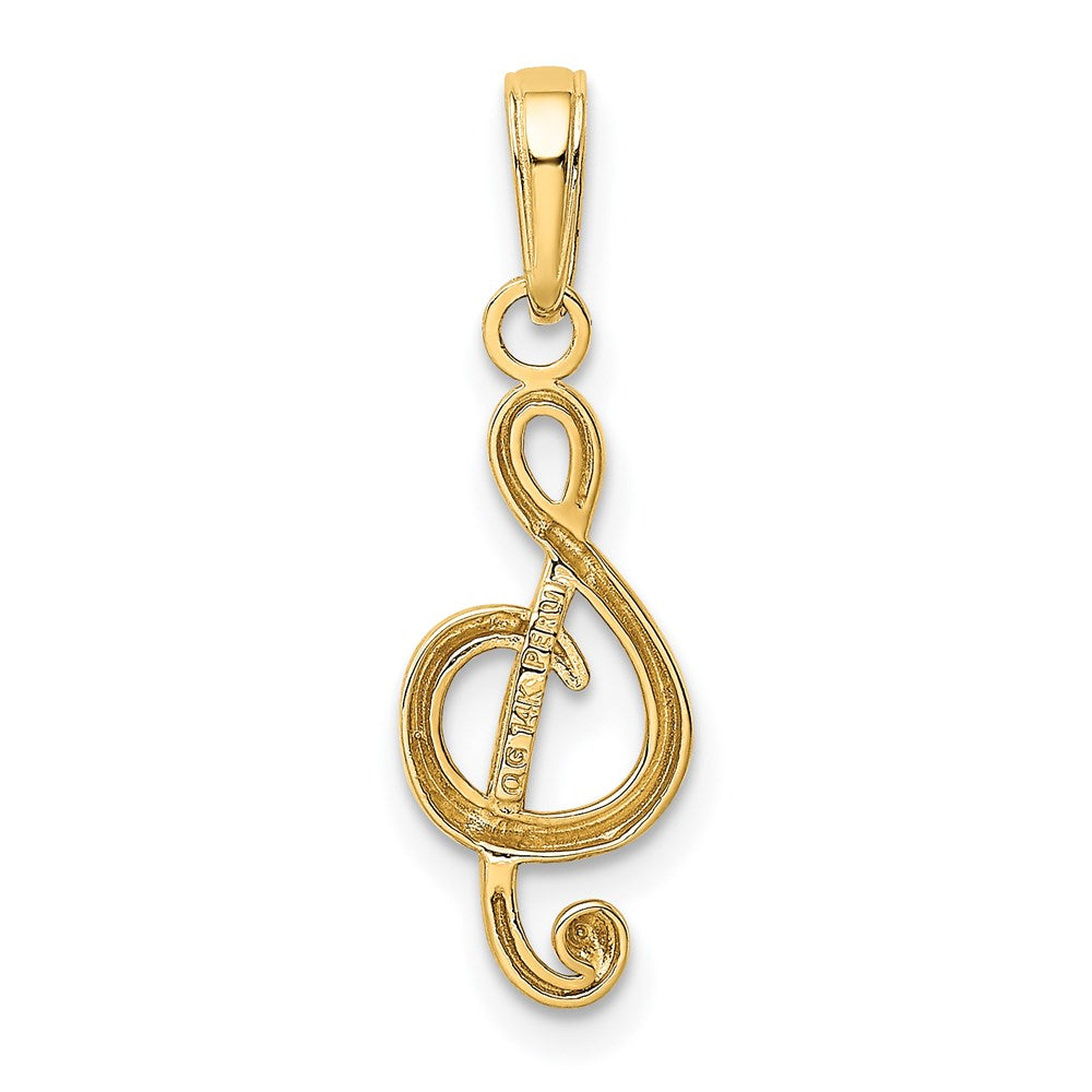 14k Polished Open-Backed Treble Clef Pendant