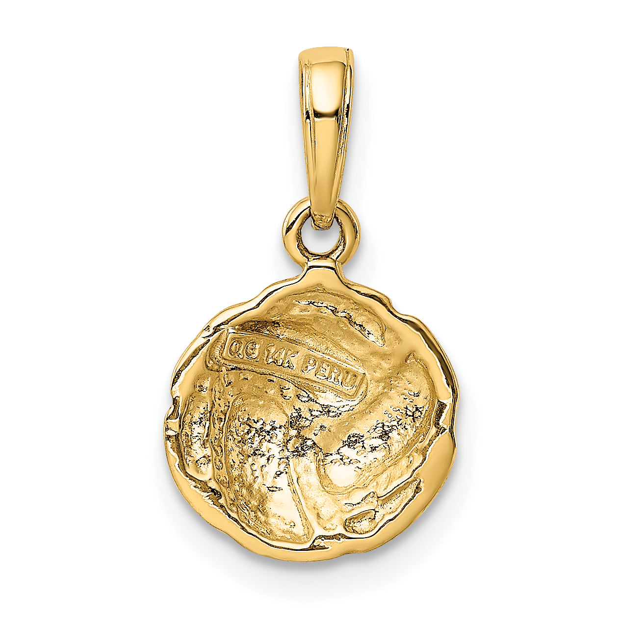 14K Solid Polished Open Back Volleyball Charm