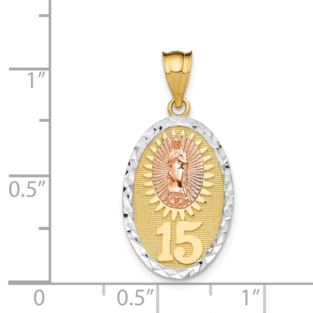 14K Two-tone w/White Rhodium Lady Guadalupe 15 Pendant