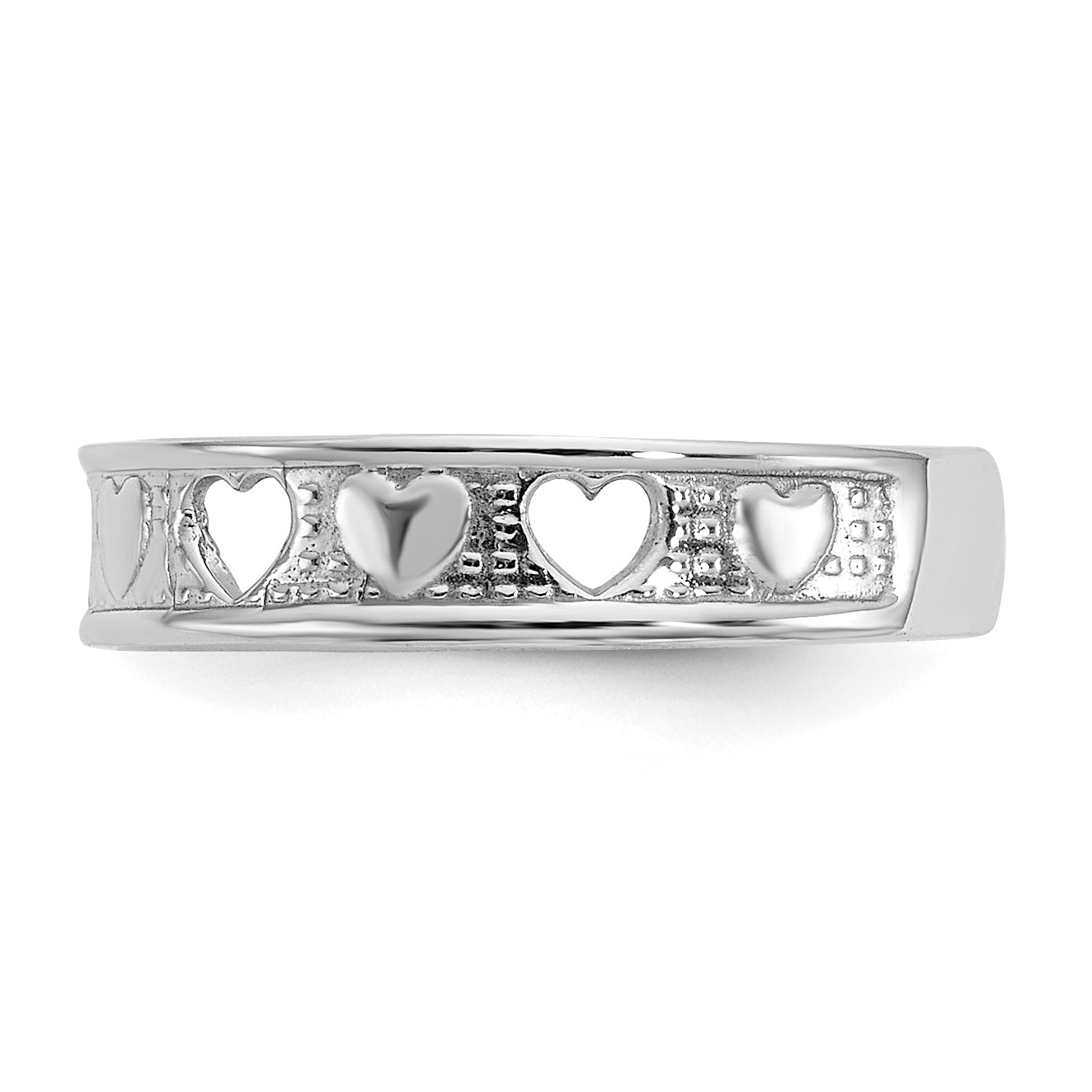 14K White Gold Polished W/ Hearts Toe Ring