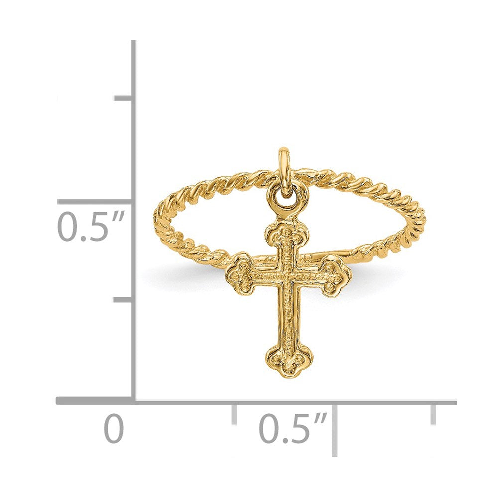 14k Cross Dangle Twisted Band Child's Ring