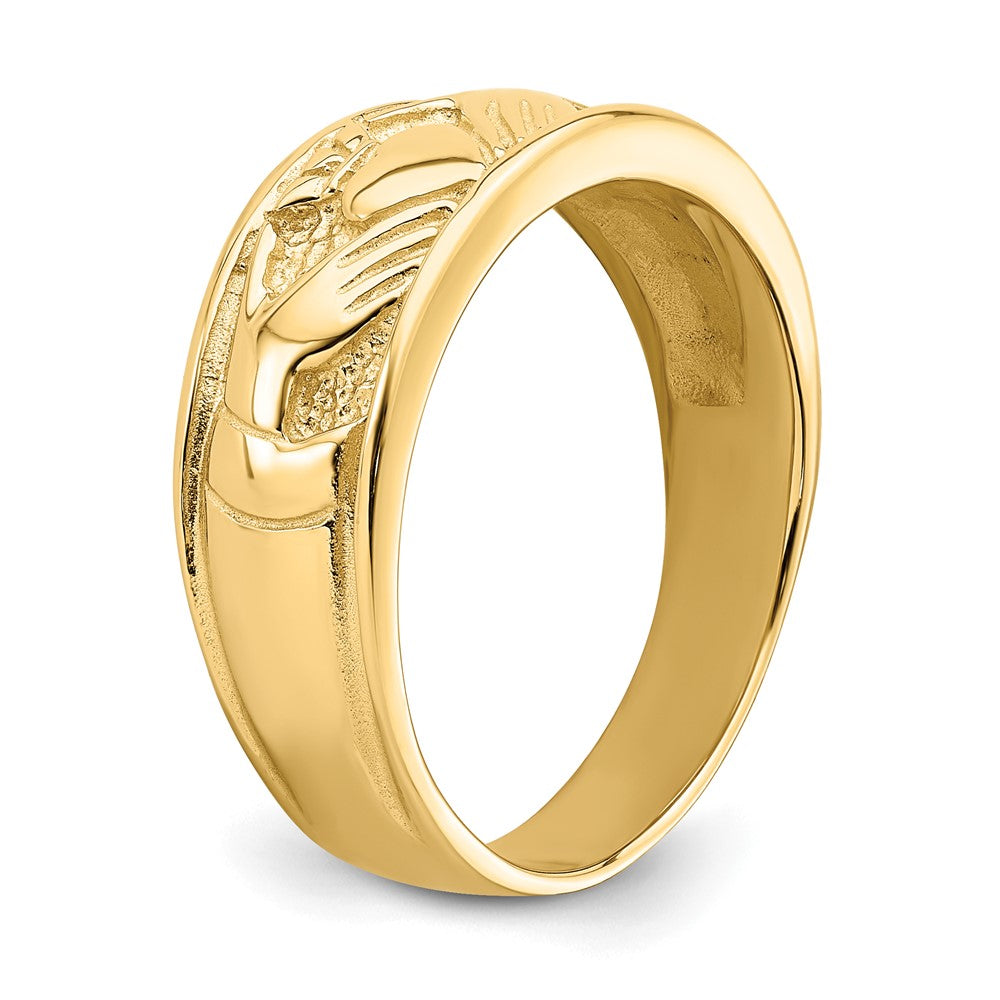 14k Polished Claddagh Band