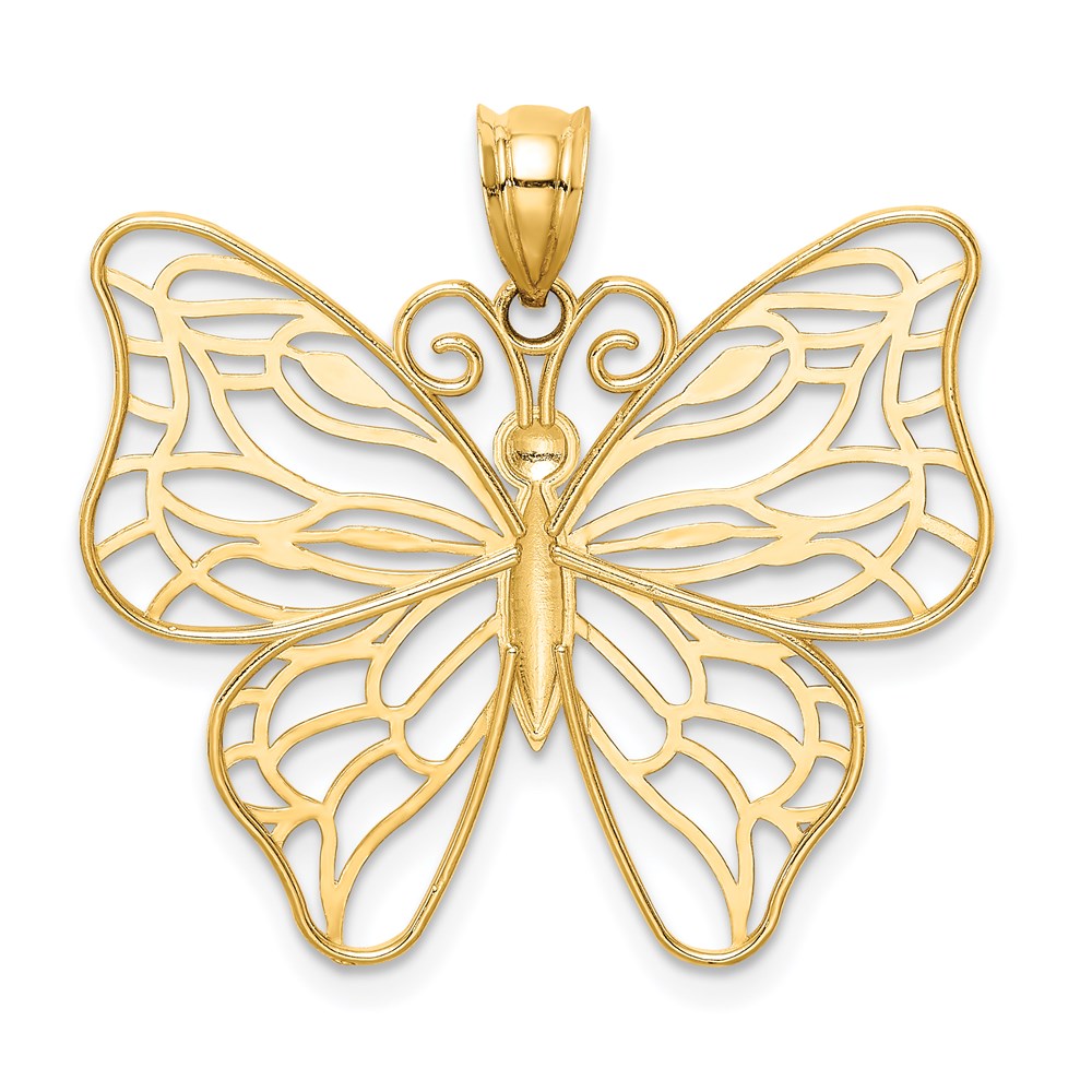 14k Polished Large Butterfly Pendant