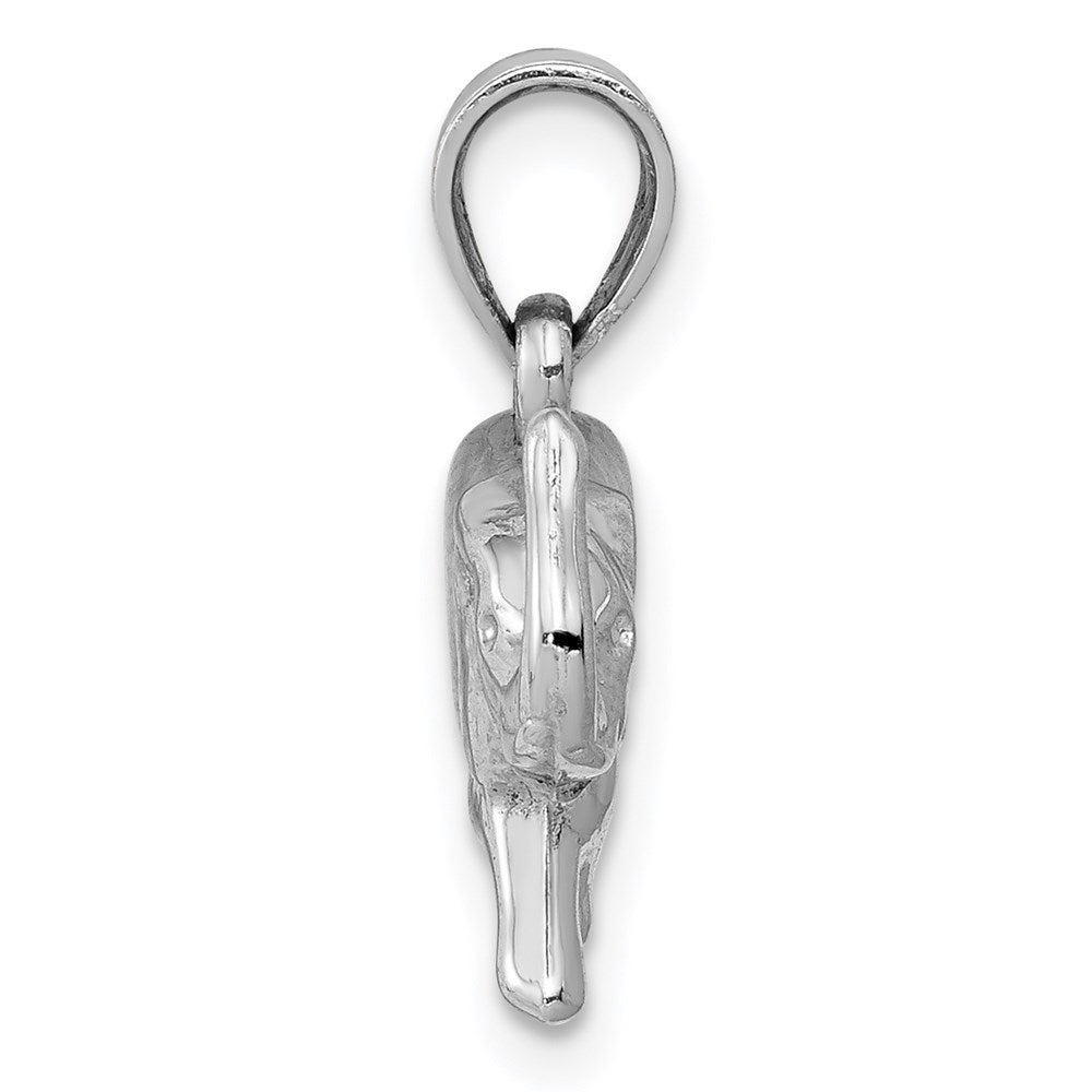 14k White Gold 3D Polished Elephant Pendant