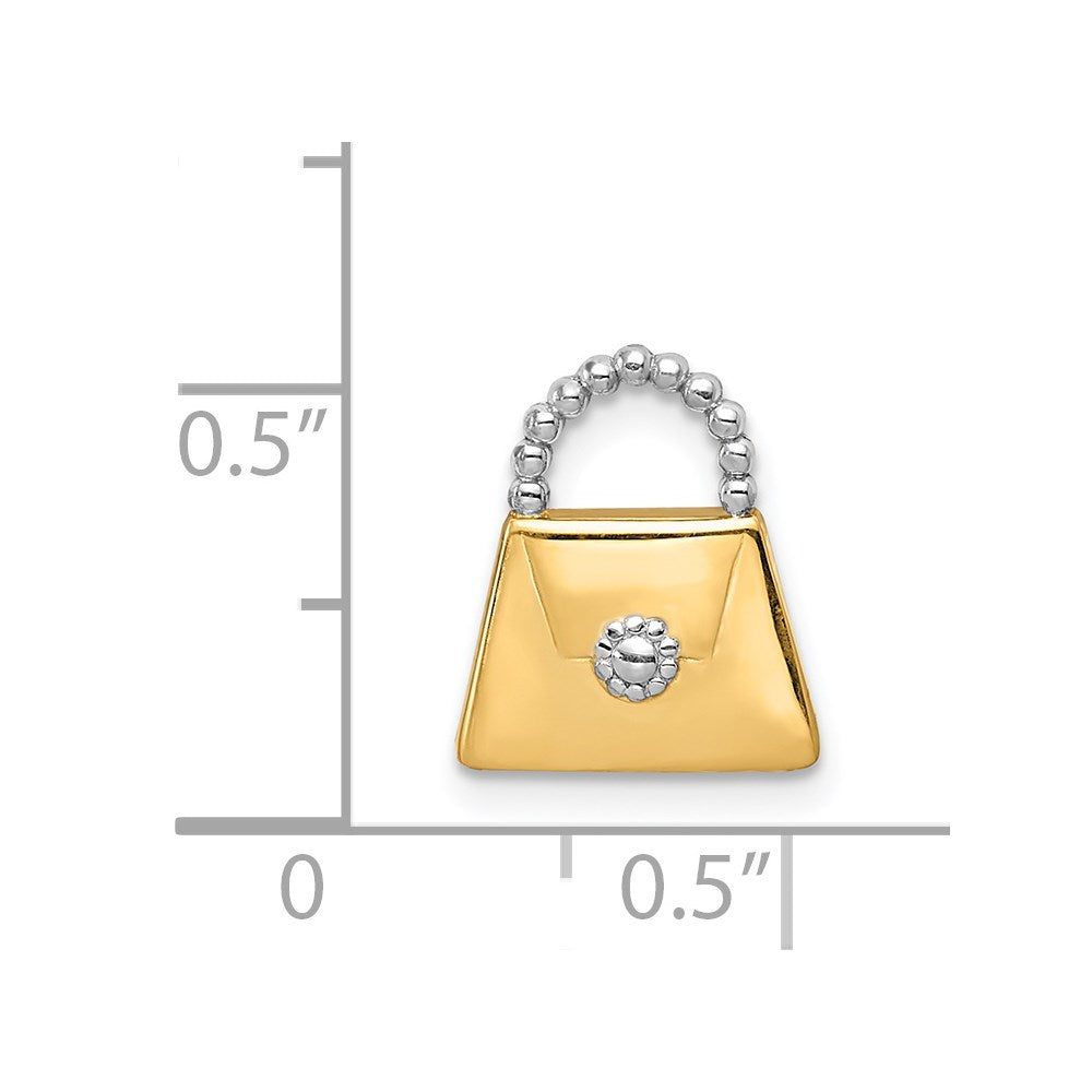 14K and Rhodium Purse Slide Pendant