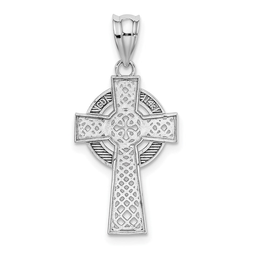 14k White Gold Celtic Cross Pendant