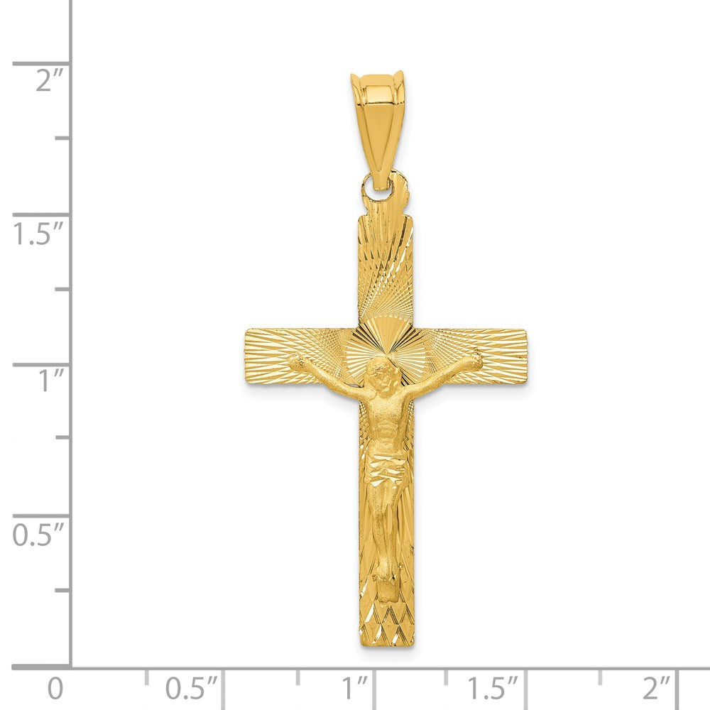 14k Polished Satin and D/C Crucifix Pendant
