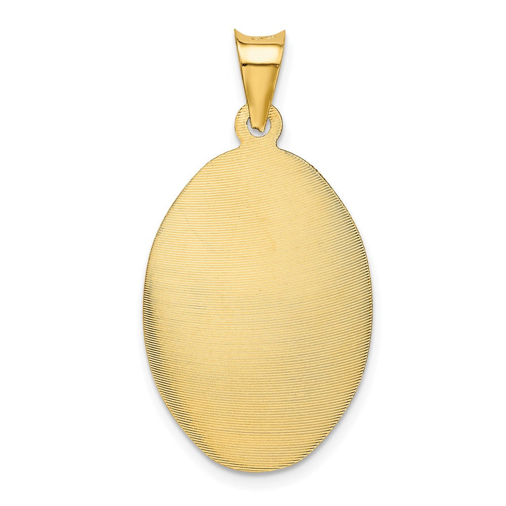 14K Polished D/C Sagrado Corazon Oval Pendant