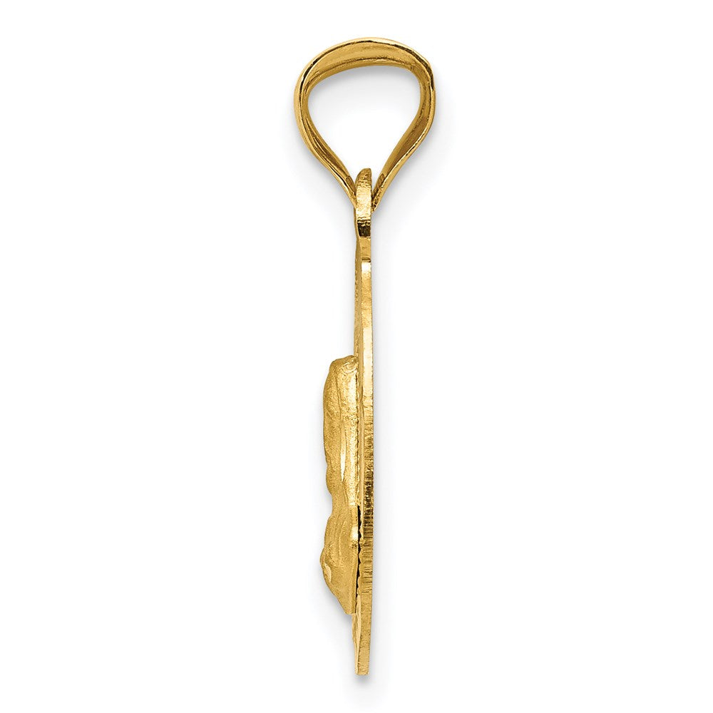 14K Polished D/C Sagrado Corazon Oval Pendant