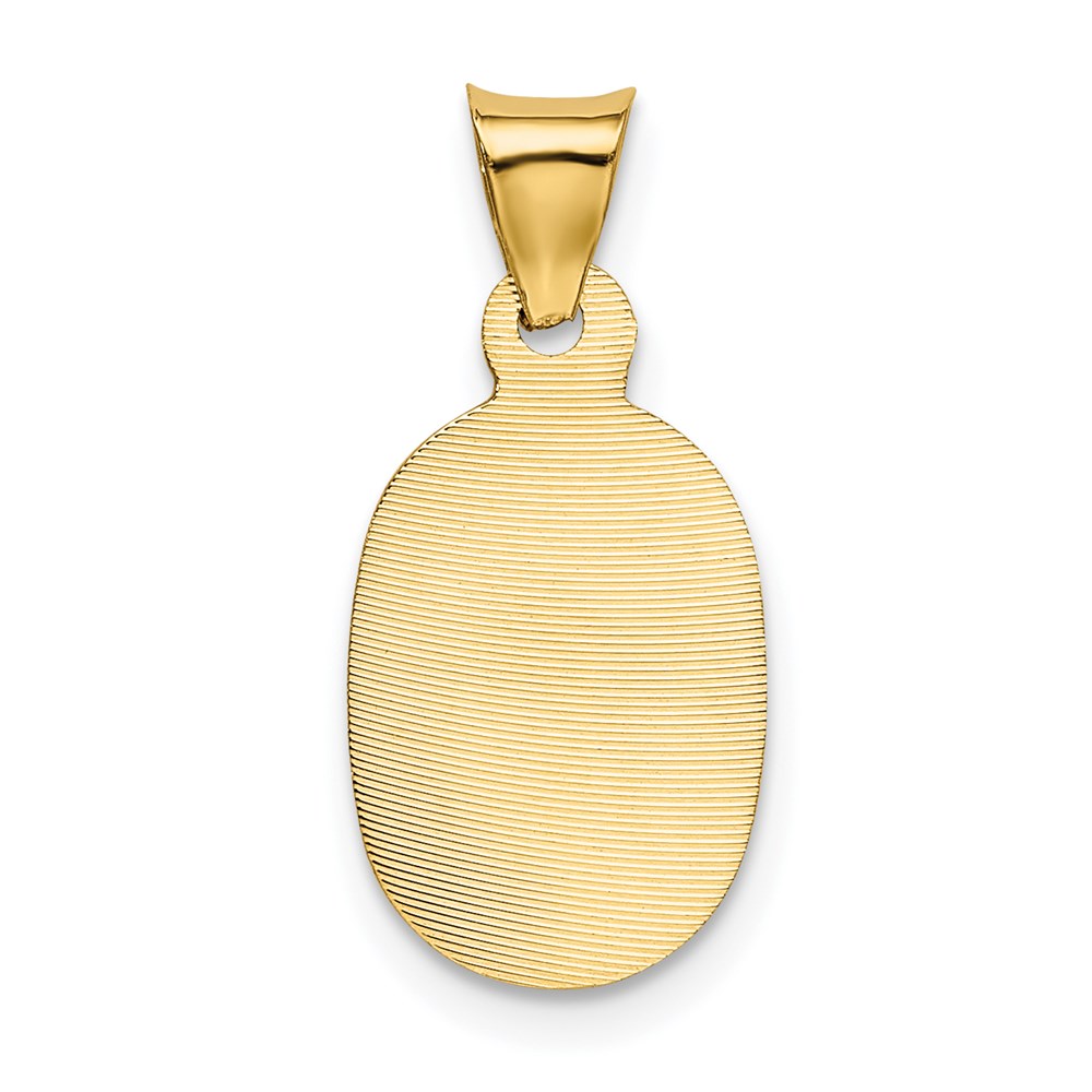 14K w/Rose and White Rhodium D/C Corpus Oval Pendant