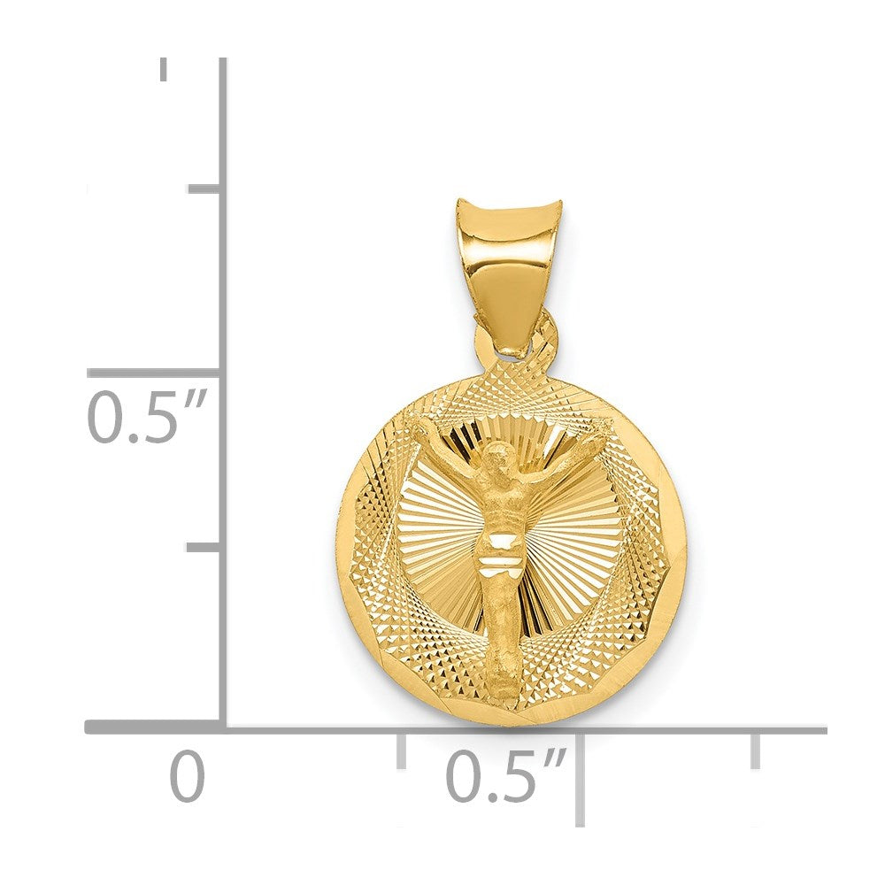 14K Polished D/C Corpus Circle Pendant