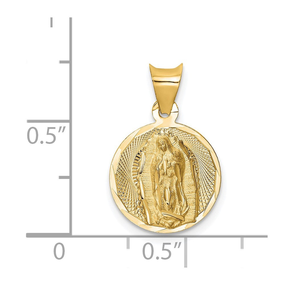 14K Polished D/C Lady Of Guadalupe Circle Pendant