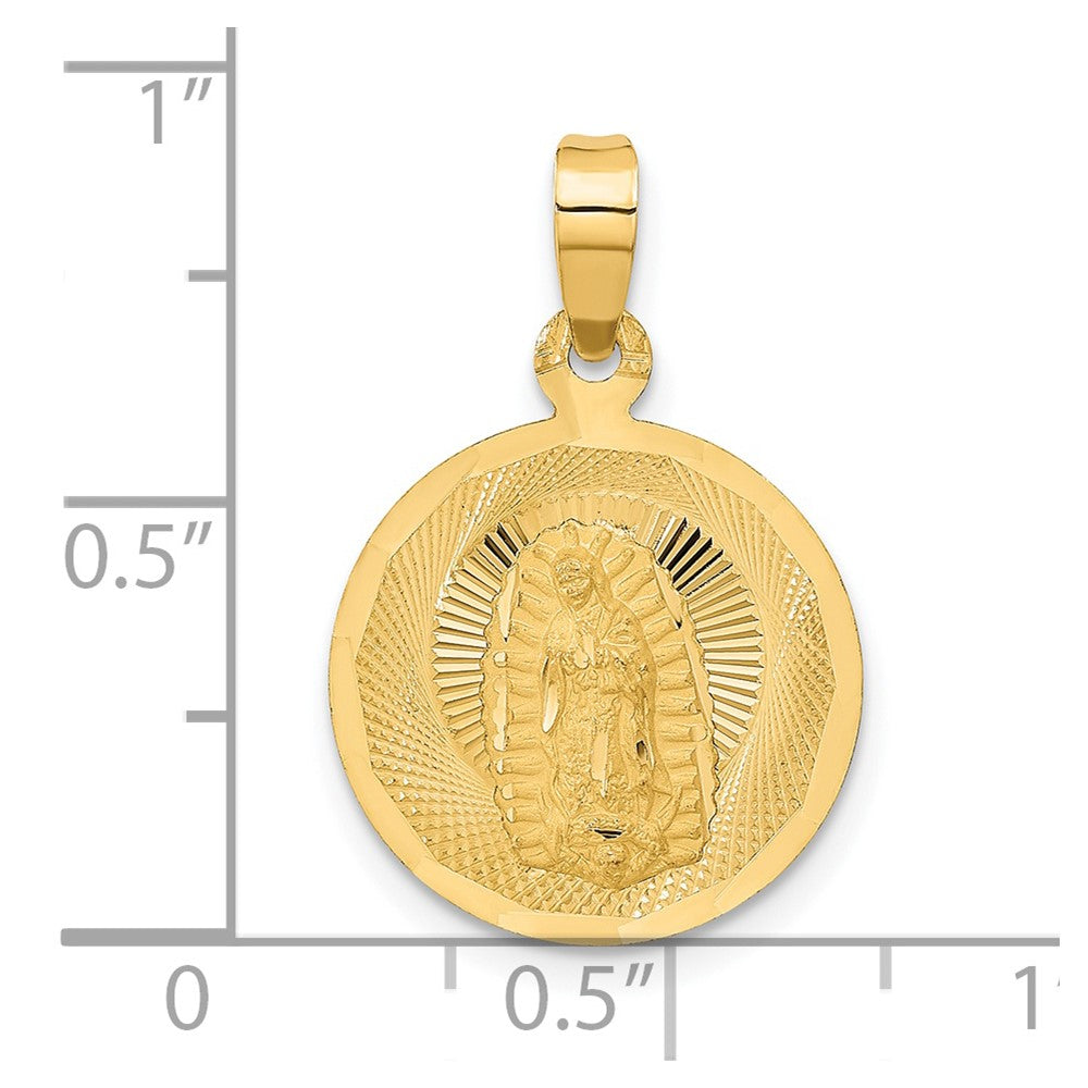14K Polished D/C Lady Of Guadalupe Circle Pendant