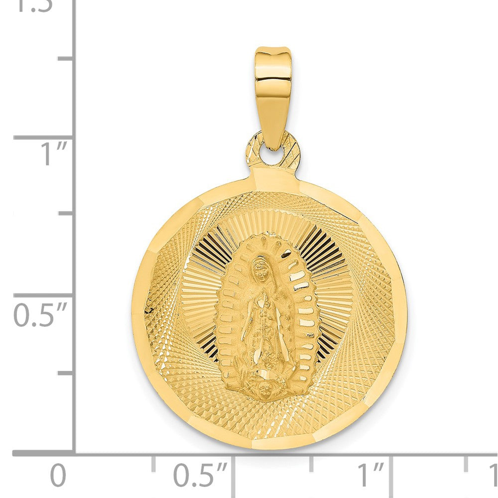 14K Polished D/C Lady Of Guadalupe Circle Pendant