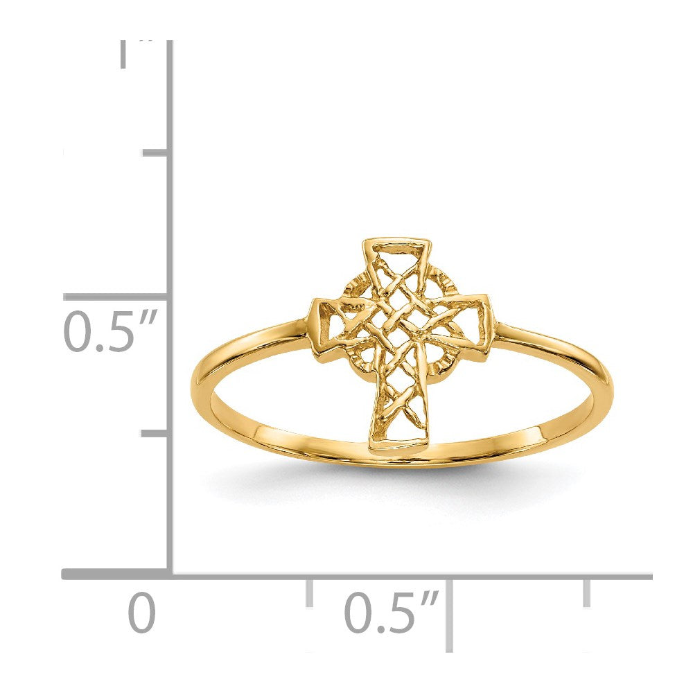 14k Polished Celtic Cross Ring