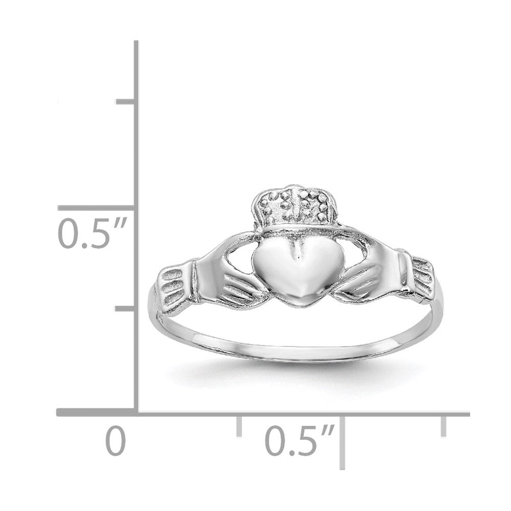 14k White Gold Polished Claddagh Ring