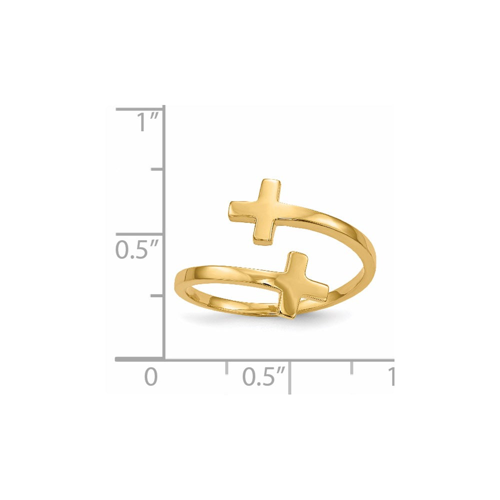 14k Polished Double Cross Ring
