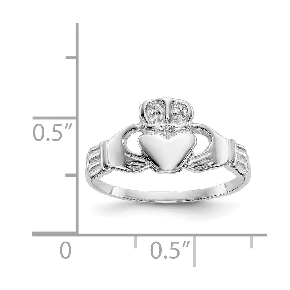 14k White Gold Polished Claddagh Ring