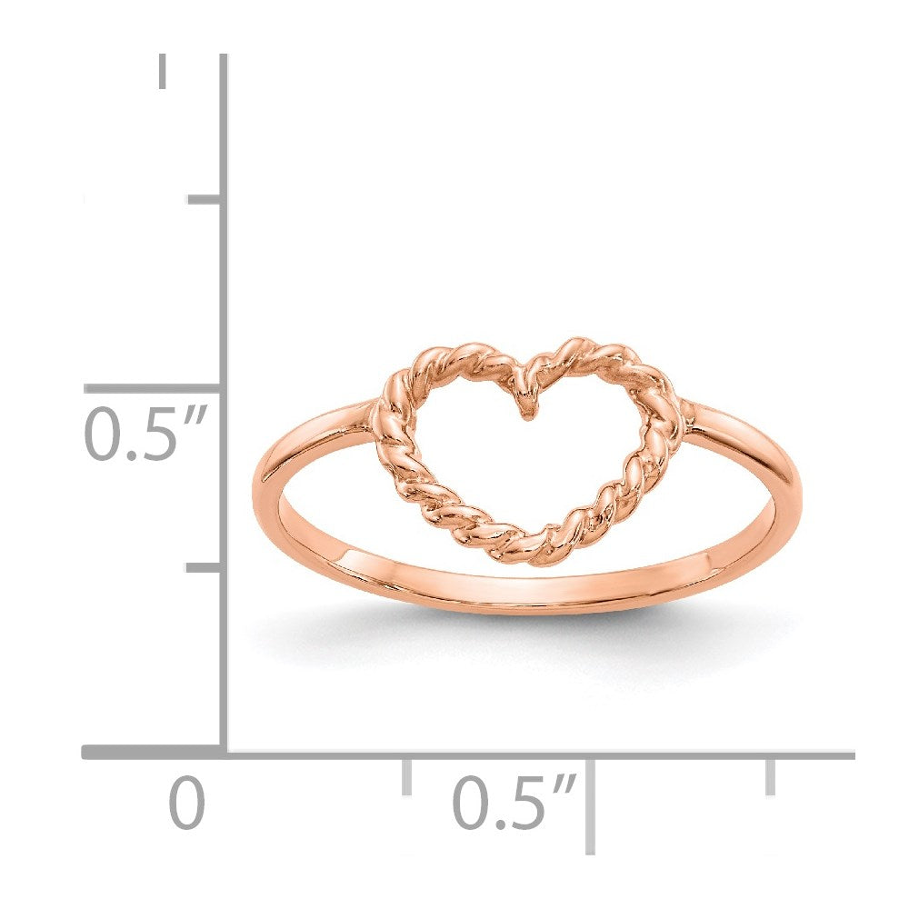 14k Rose Gold Polished & Textured Heart Ring
