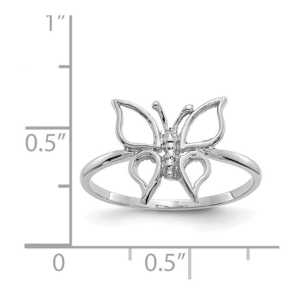 14k White Gold Polished Butterfly Ring