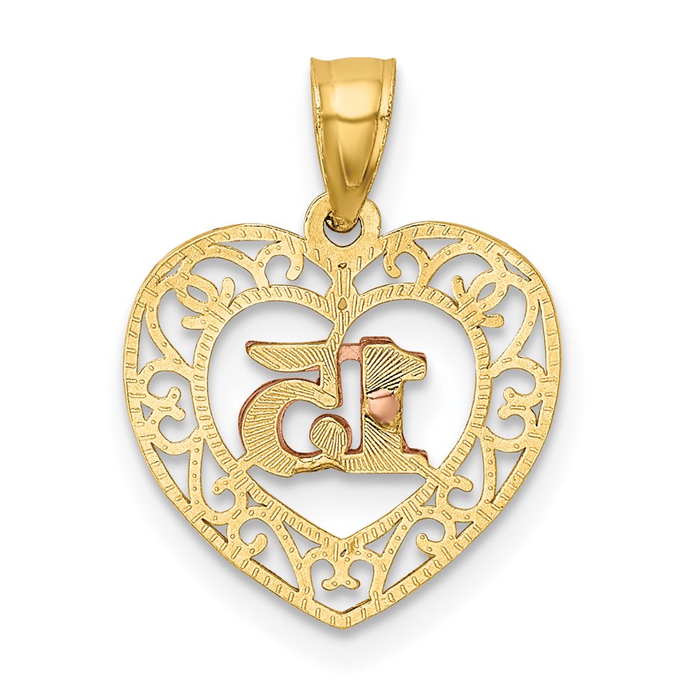 14k Two-tone Diamond-cut 15 Pendant