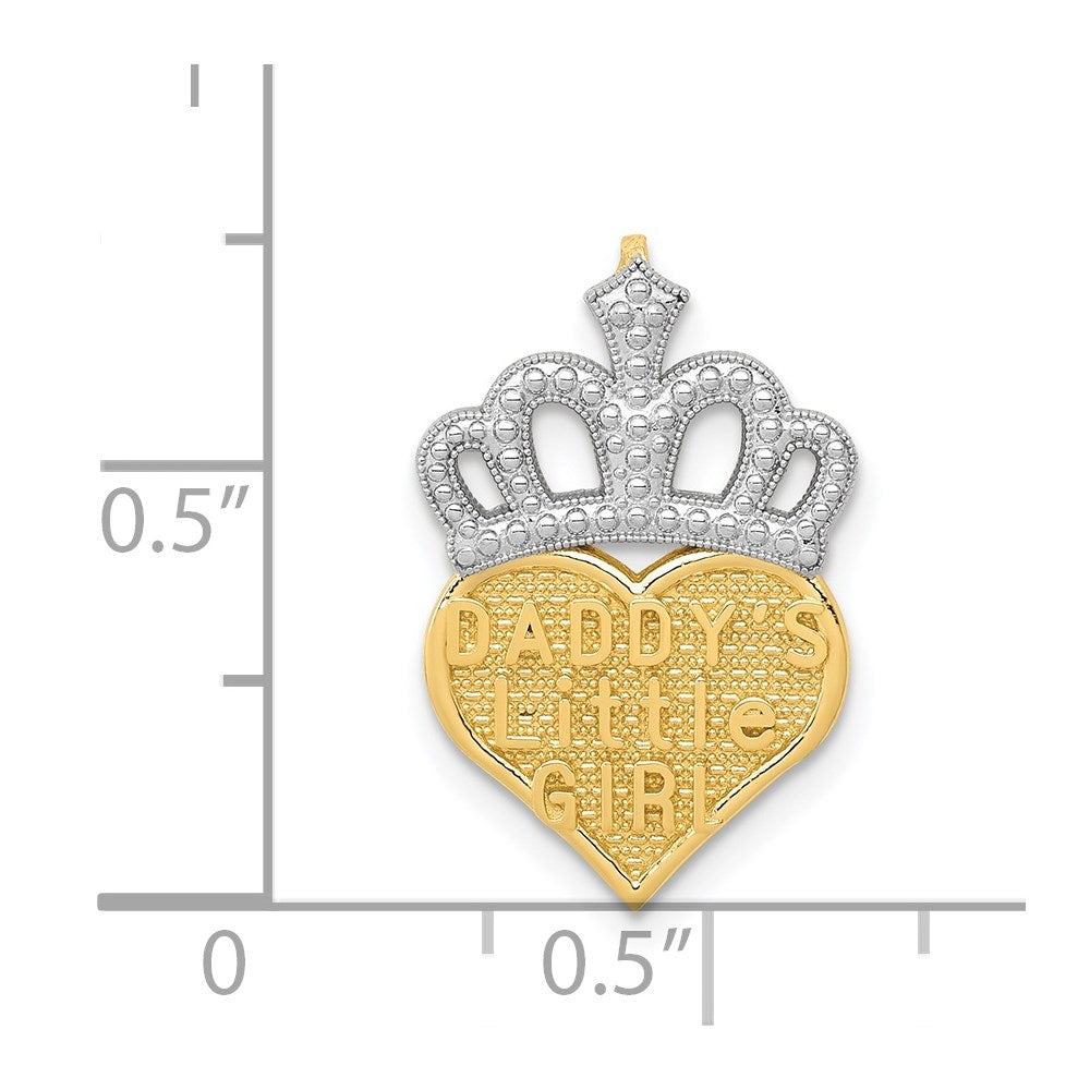 14k w/White Rhodium Polished Daddy's Little Girl Heart Chain Slide