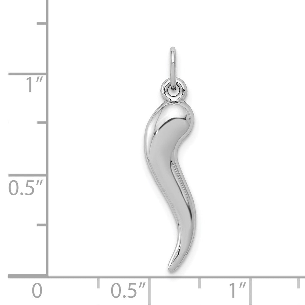 14k White Gold 3D Italian Horn Charm