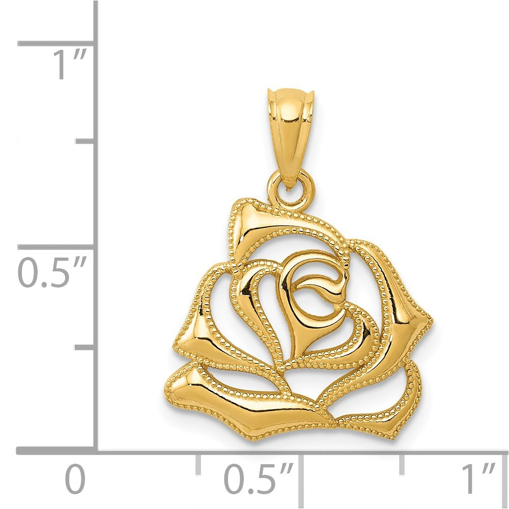 14k Polished Open Rose Pendant