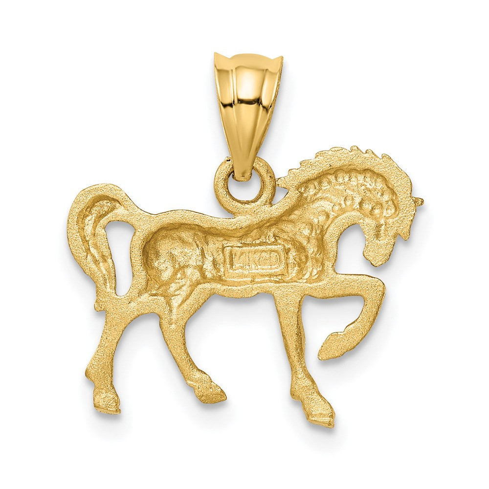 14k Satin Diamond-cut Horse Pendant