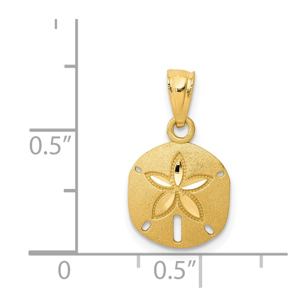 14k Satin Diamond-cut Sand Dollar Pendant