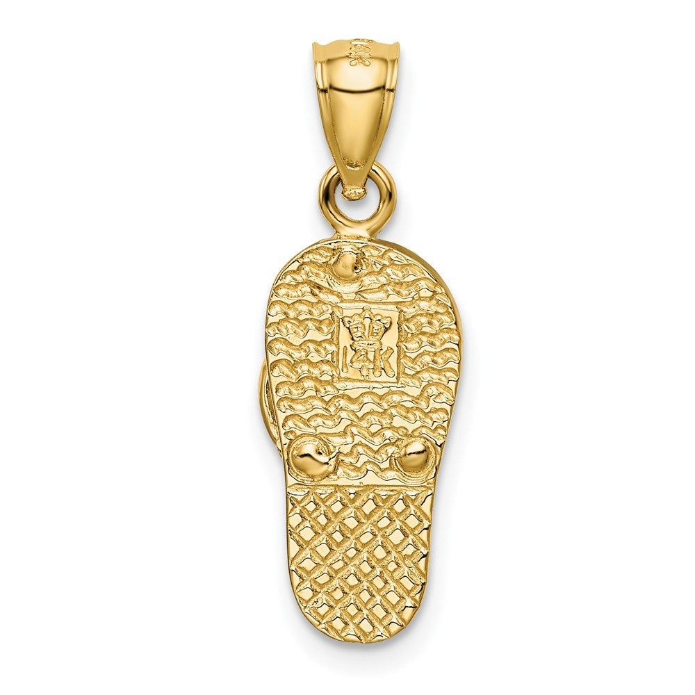 14k Polished 3D w/Created Blue Opal Flip Flop Pendant