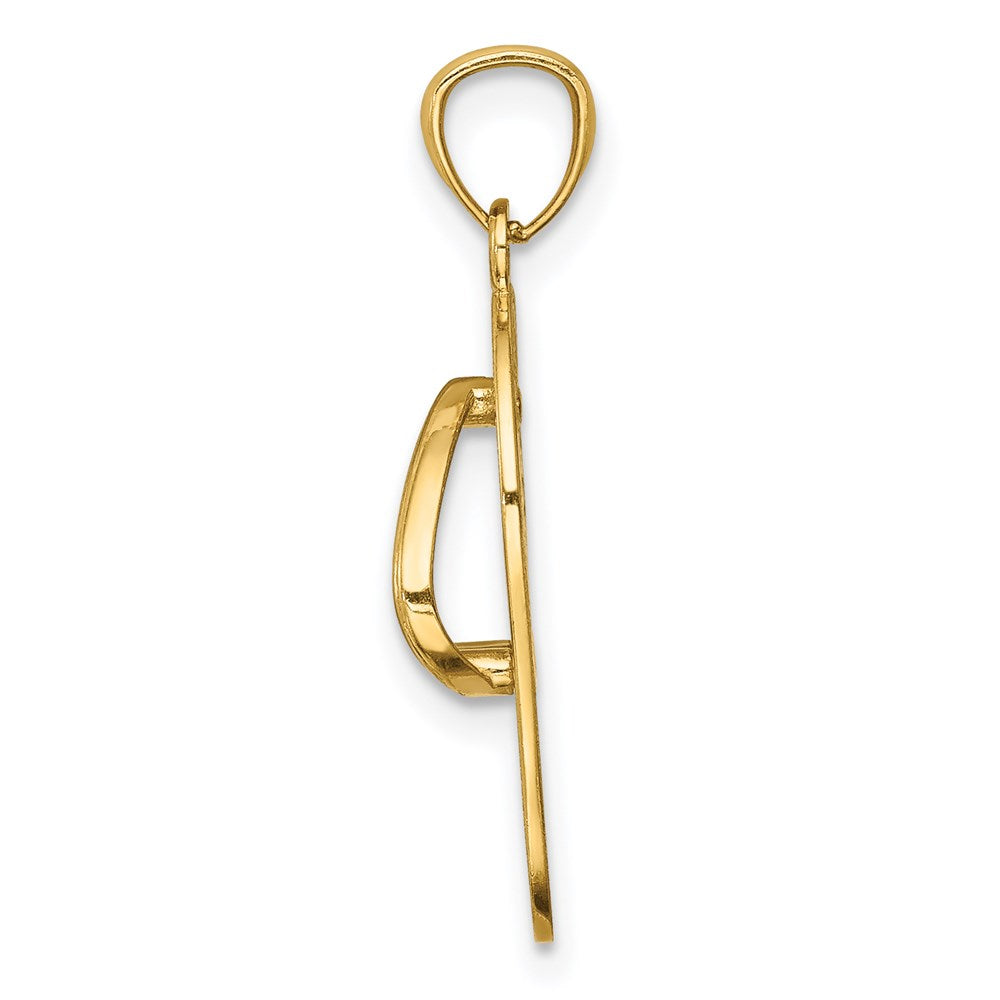 14k w/Rhodium Polished Floral Flip Flop Pendant