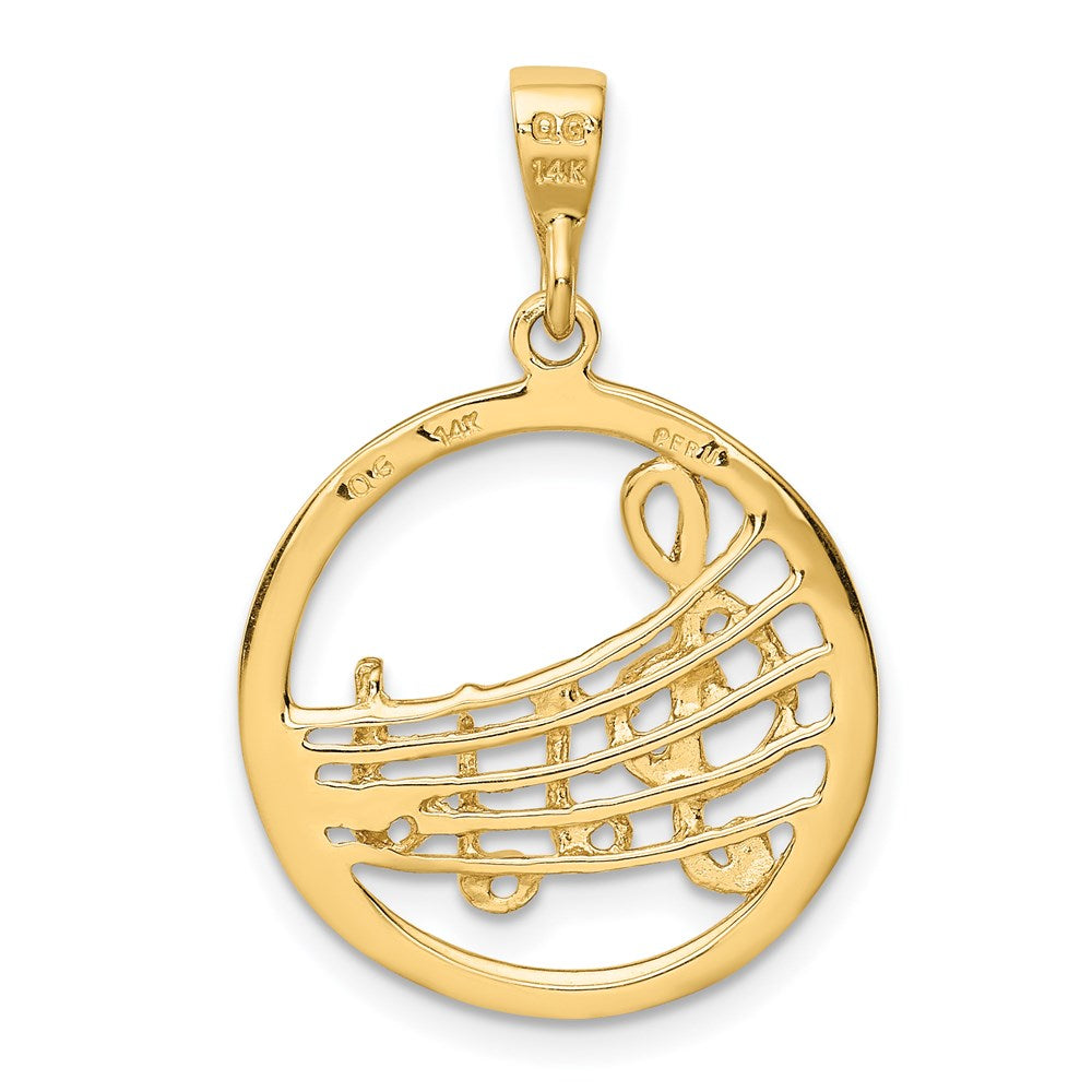 14k Gold Polished Musical Notes Pendant