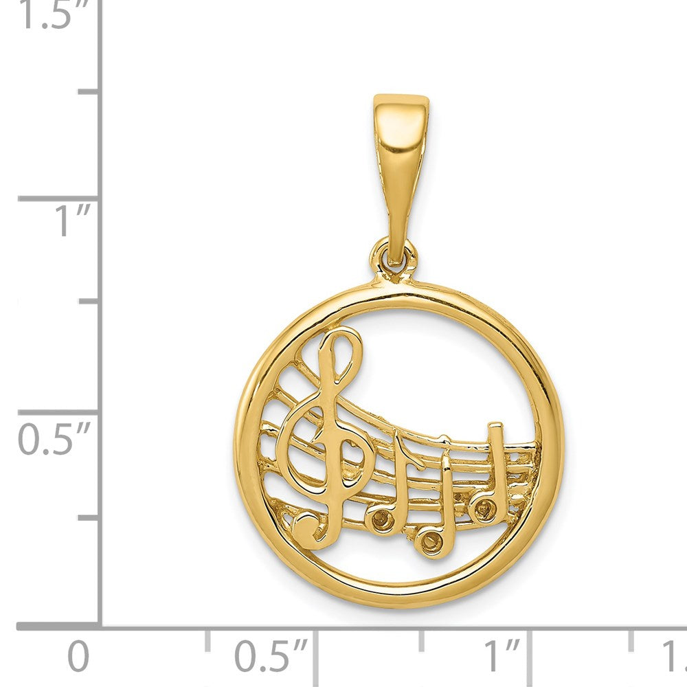 14k Gold Polished Musical Notes Pendant
