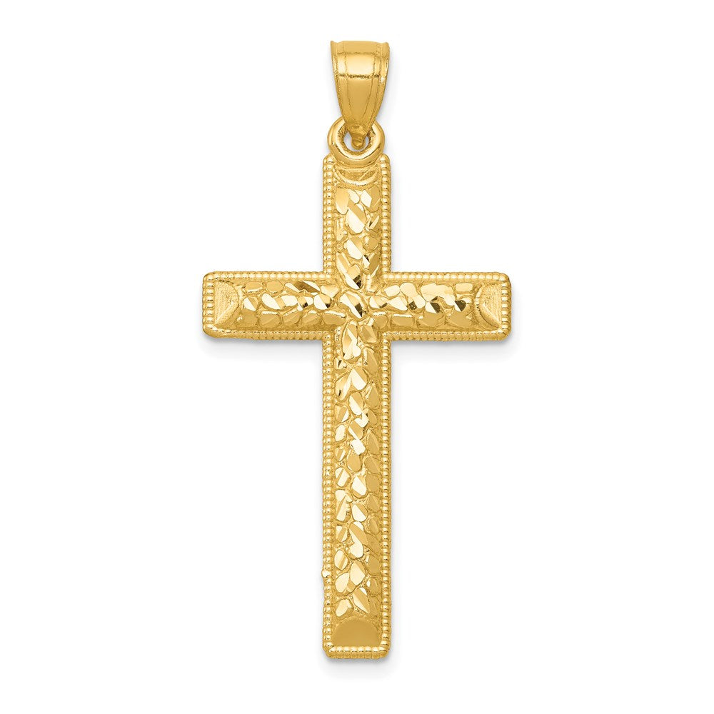 14k Diamond-cut Latin Cross Pendant