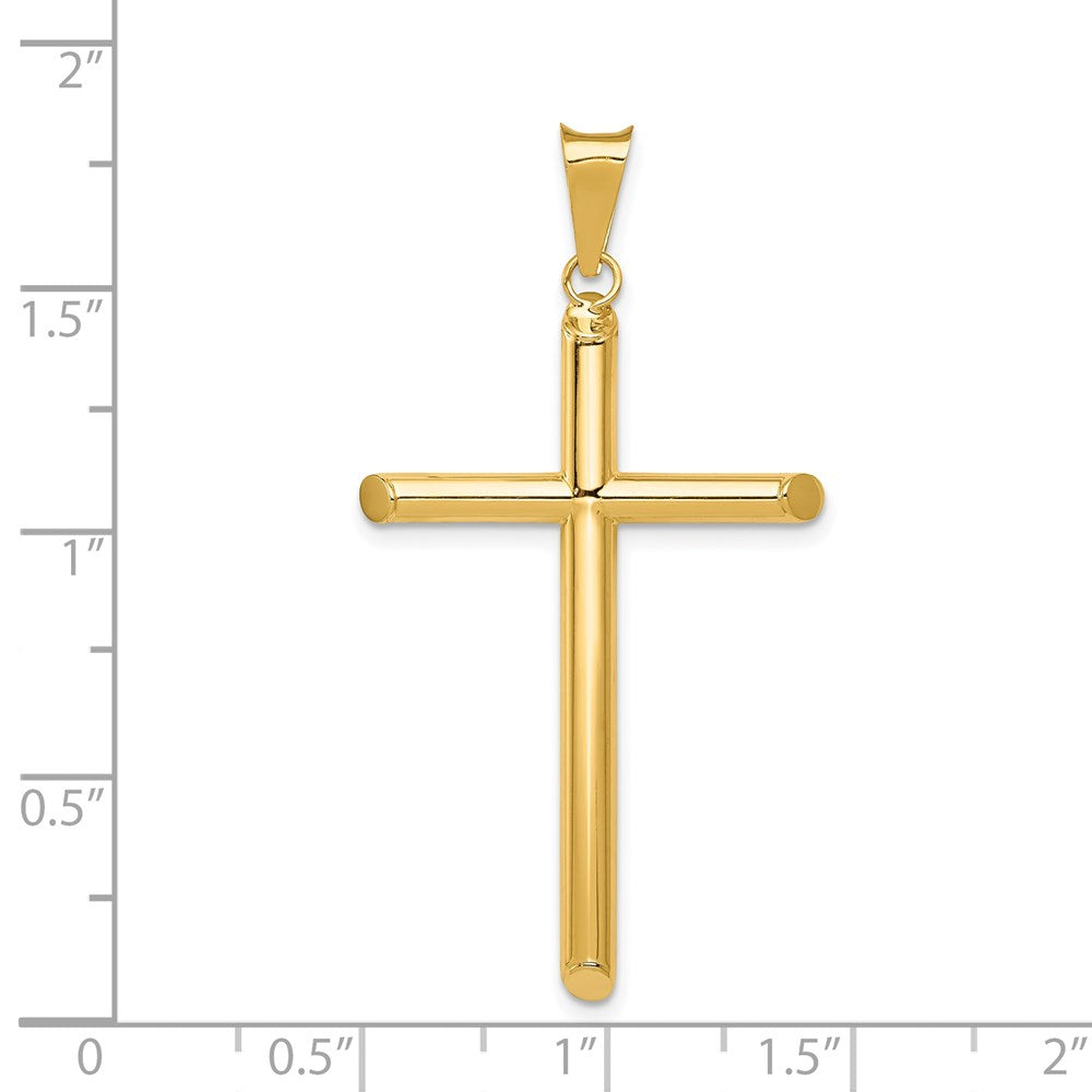 14k Polished Tube Cross Pendant