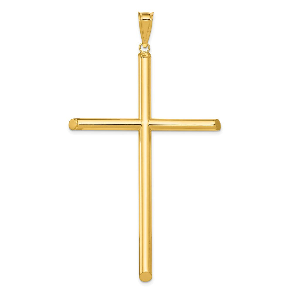 14k Polished Tube Cross Pendant