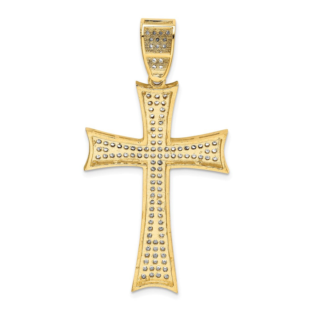 14k w/Rhodium Micro Pav√á CZ Large Cross Pendant