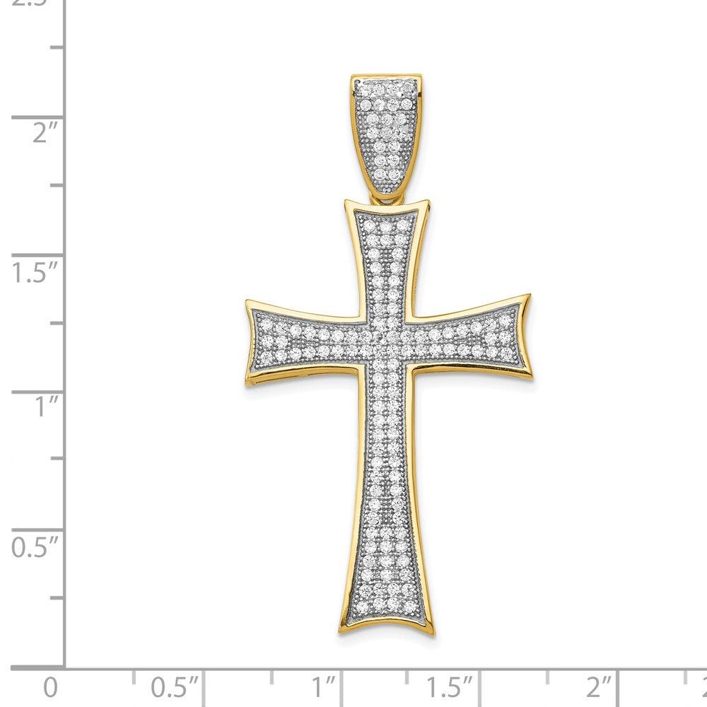 14k w/Rhodium Micro Pav√á CZ Large Cross Pendant