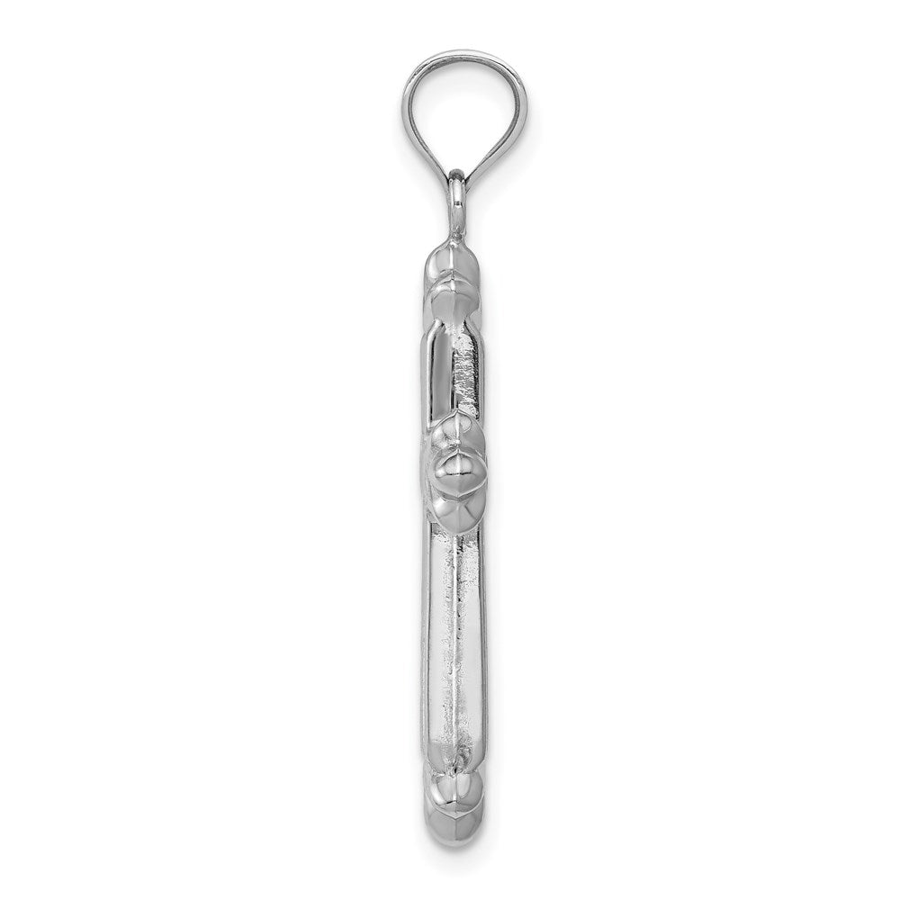 14k White Gold Reversible Diamond-cut Cross Pendant