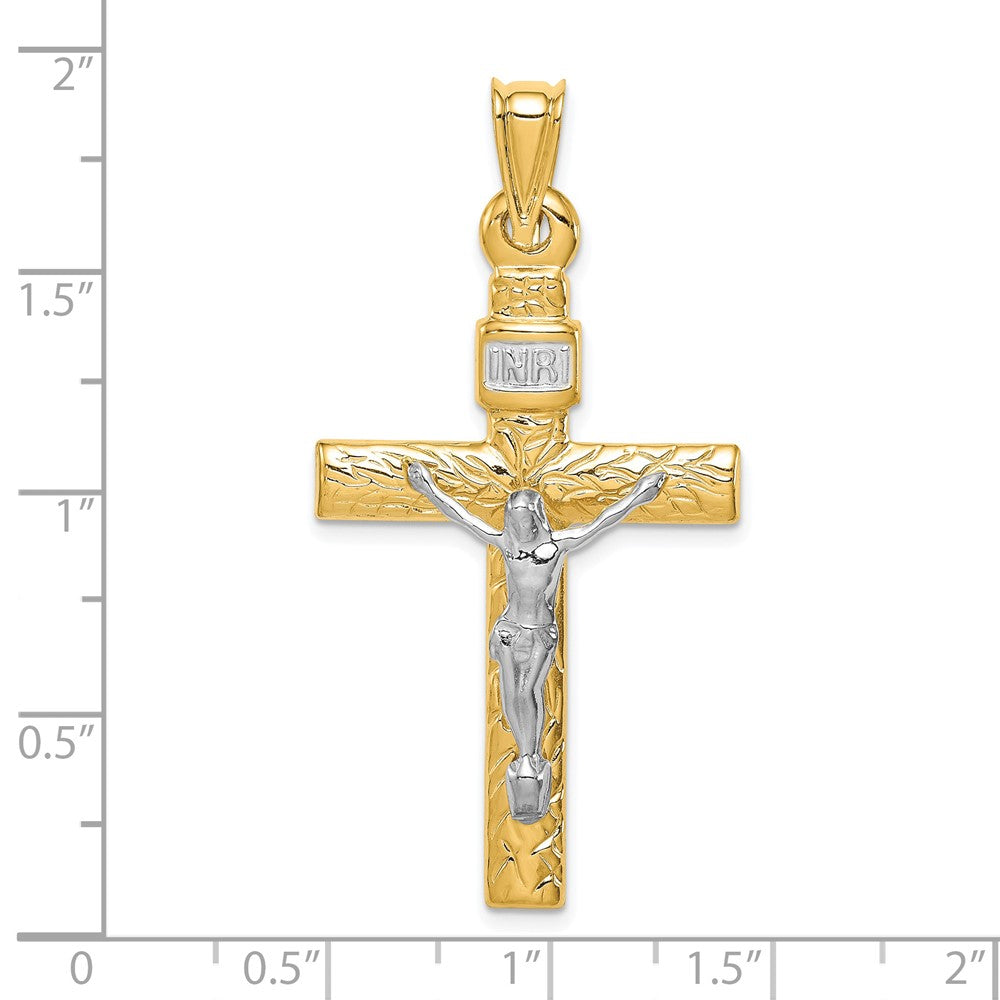 14K Two-Tone w/Rhodium Crucifix Pendant