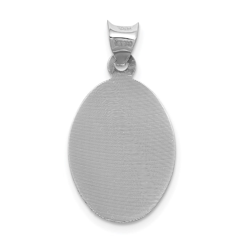 14k White Gold Our Lady of Guadalupe Semi-solid Oval Pendant