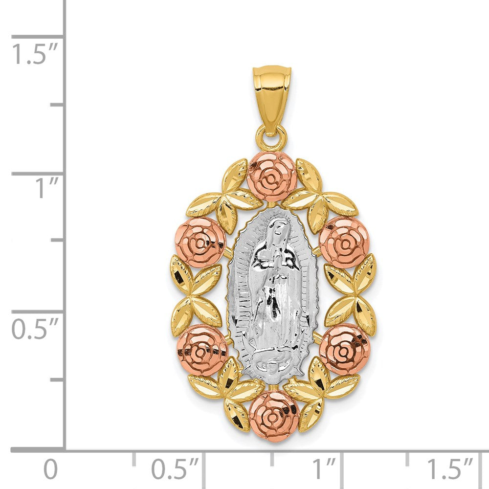 14K Two-Tone w/White Rhodium Lady Of Guadalupe Pendant