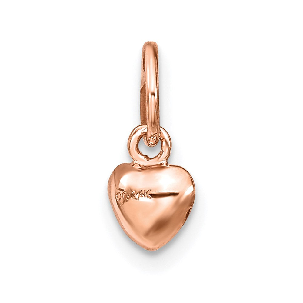 14K Rose Polished 3-D Puffed Heart Charm