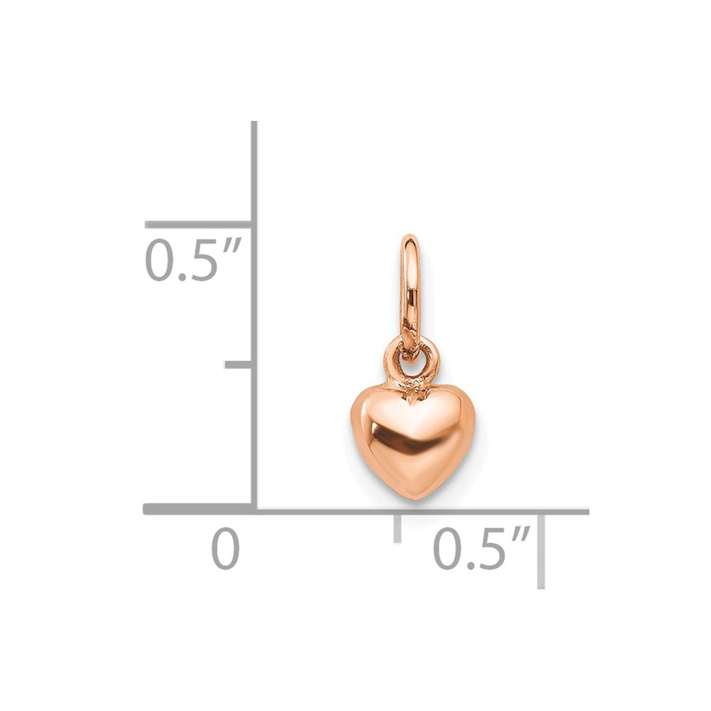 14K Rose Polished 3-D Puffed Heart Charm