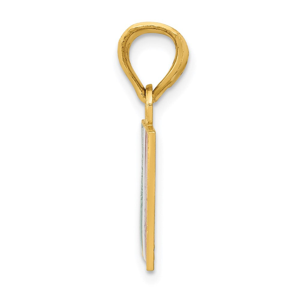 14k Solid Enameled Italy Flag Pendant