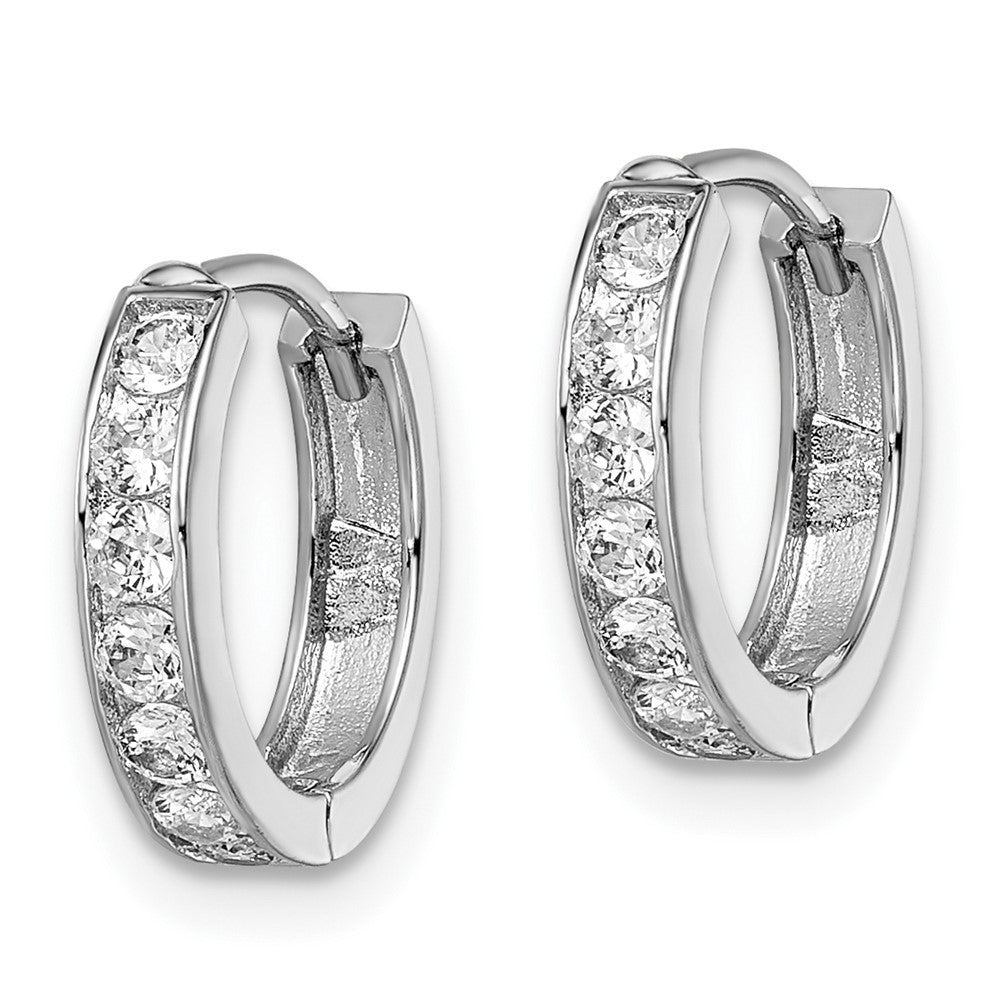 Kelly Waters Rhodium-plated Channel Set Clear CZ Huggie Earrings