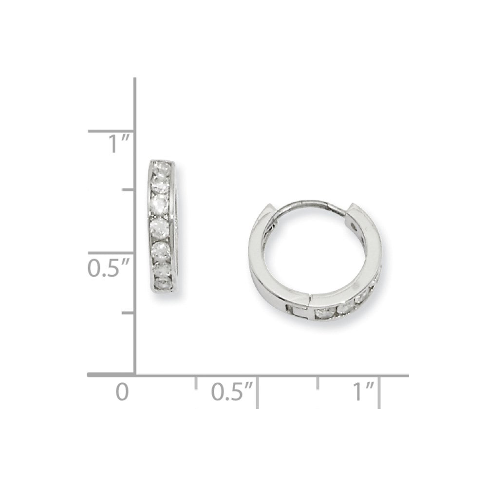 Kelly Waters Rhodium-plated Channel Set Clear CZ Huggie Earrings