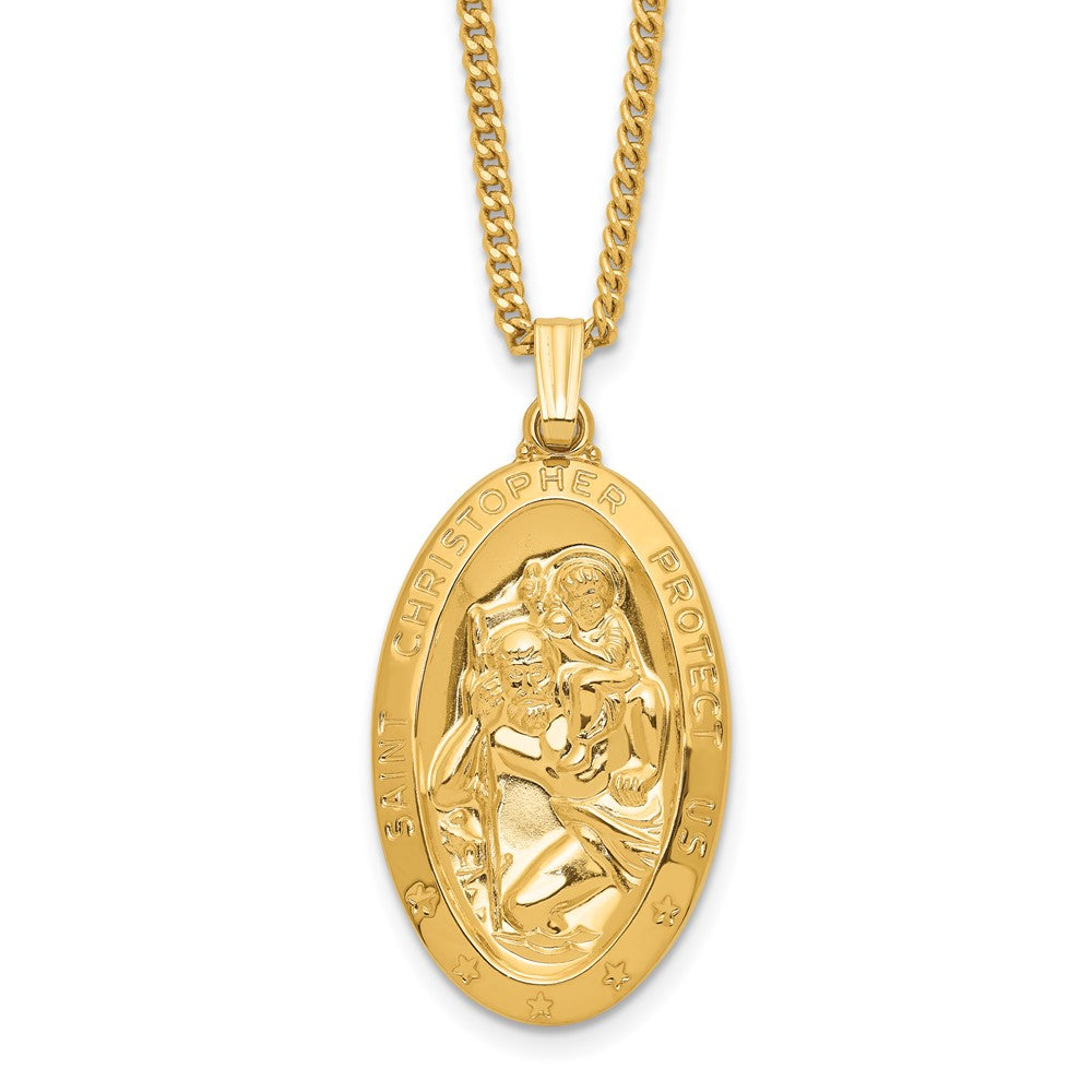 Kelly Waters Gold-plated Large Oval St. Christopher Medal 24 inch Necklace